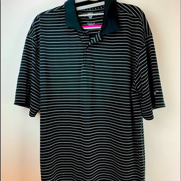 Nike Golf Men’s Black/White Stripe Shirt- large - Picture 1 of 8